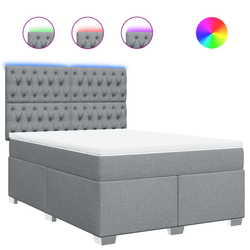 Krevet box spring s madracem svjetlosiva 160x200 cm tkanina