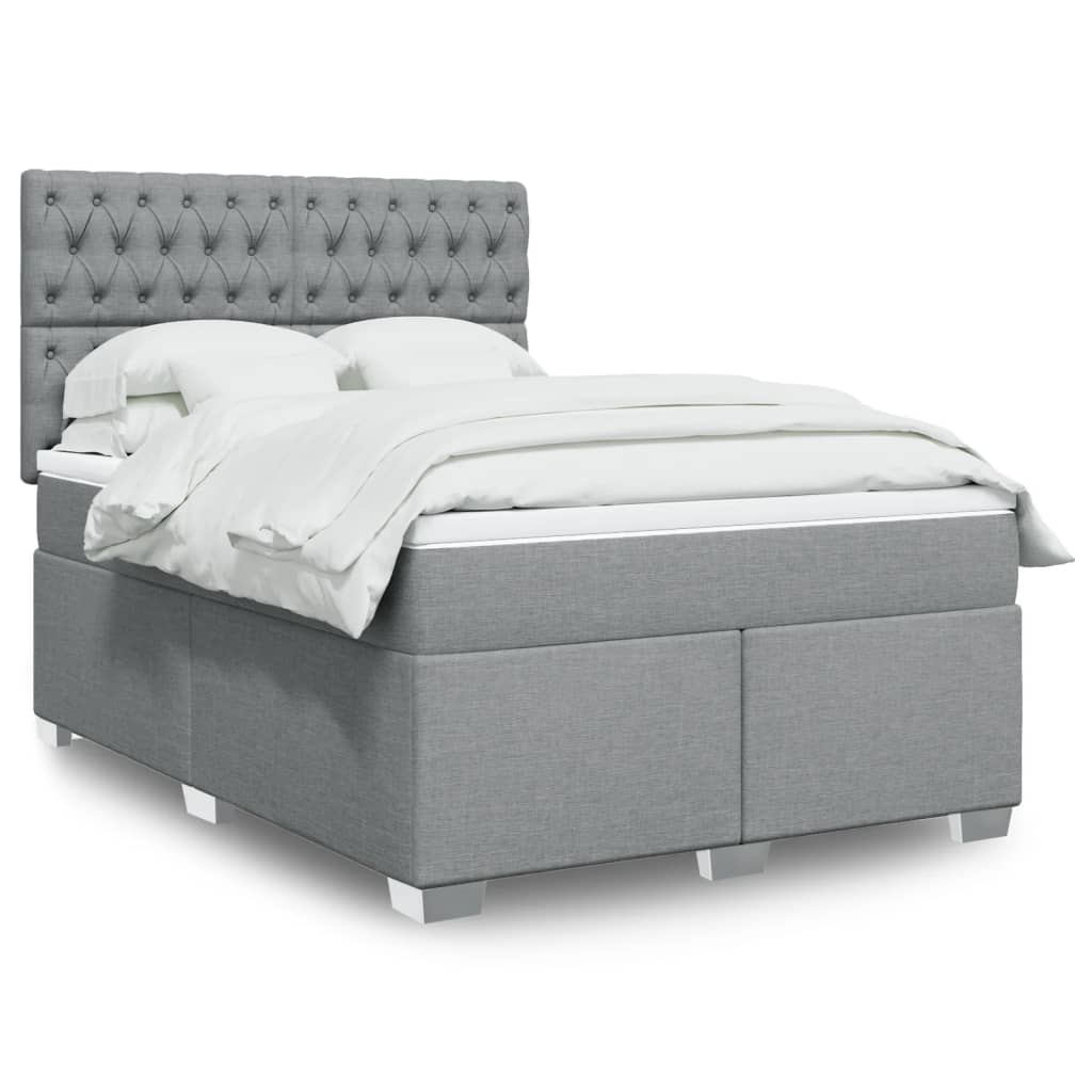 Krevet box spring s madracem svjetlosiva 160x200 cm tkanina