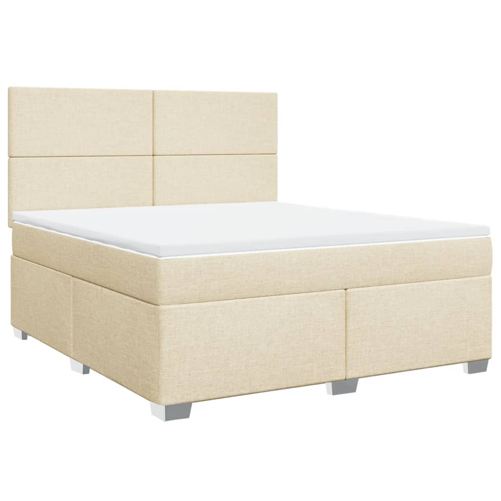 Krevet s oprugama i madracem krem 180x200 cm od tkanine