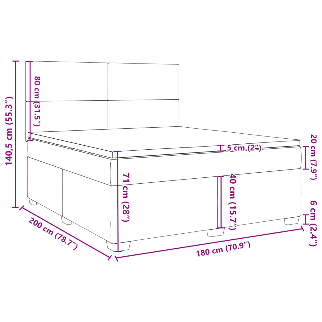 Krevet s oprugama i madracem krem 180x200 cm od tkanine