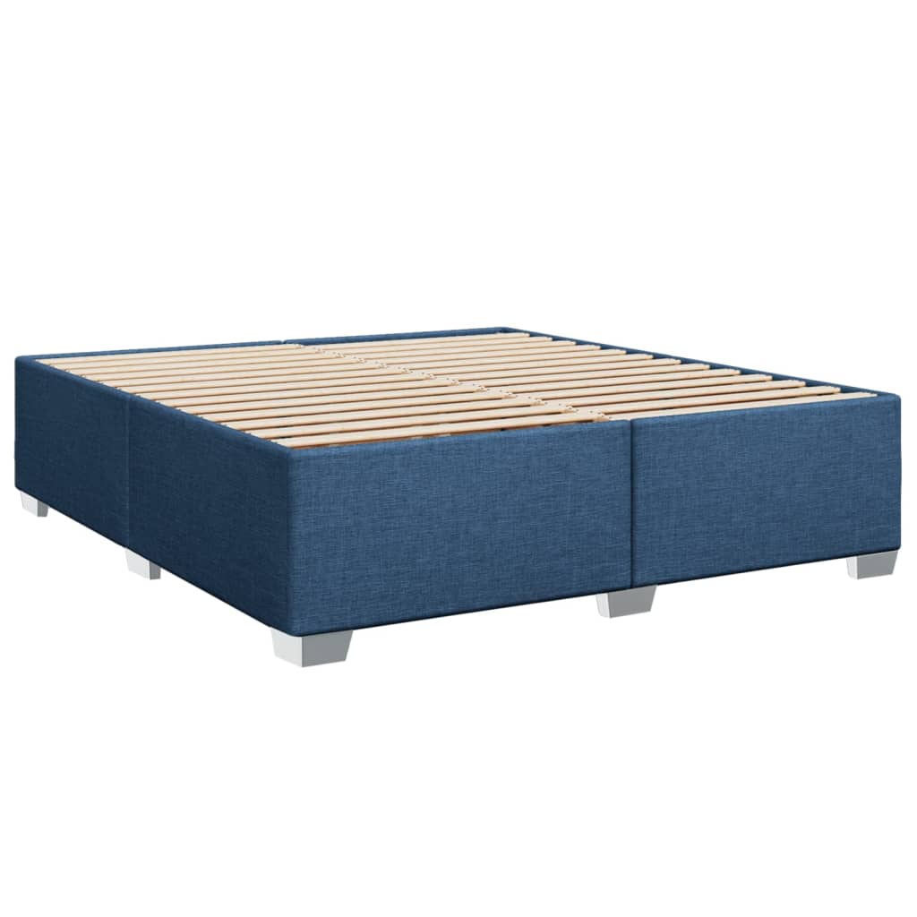 Krevet s oprugama i madracem plavi 200 x 200 cm od tkanine