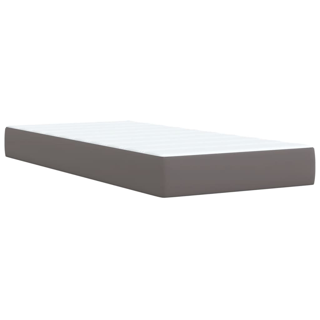 Krevet s oprugama i madracem sivi 100x200 cm od umjetne kože