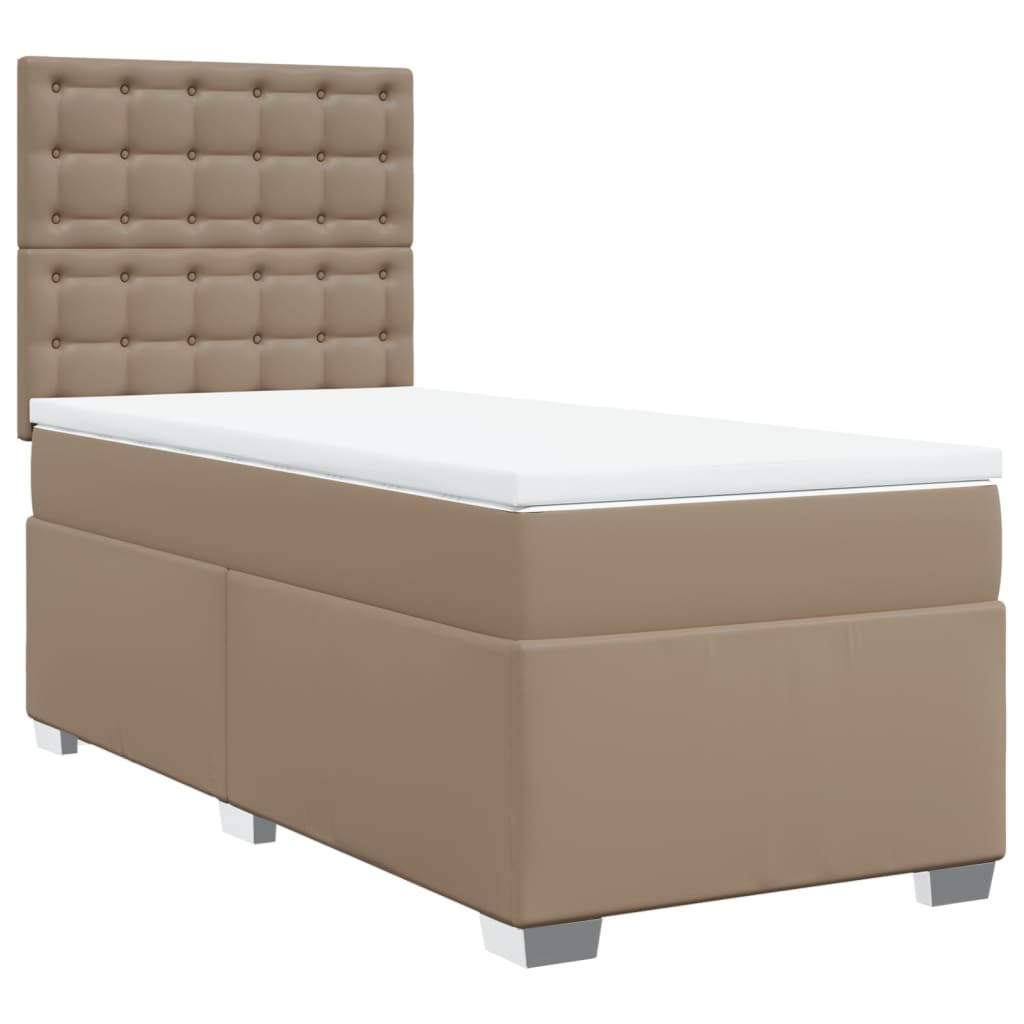 Krevet s oprugama i madrac cappuccino 100x200cm od umjetne kože