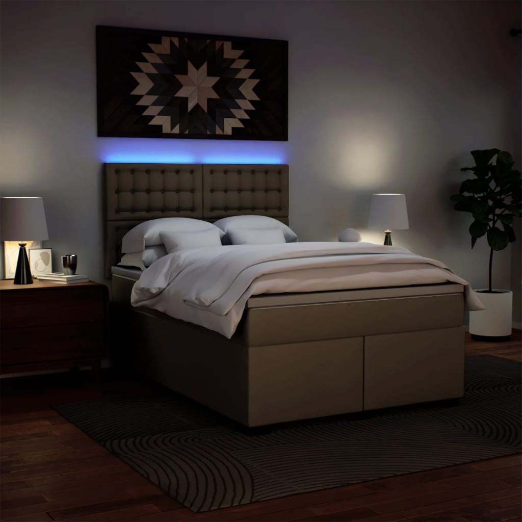 Krevet s oprugama i madrac cappuccino 160x200cm od umjetne kože