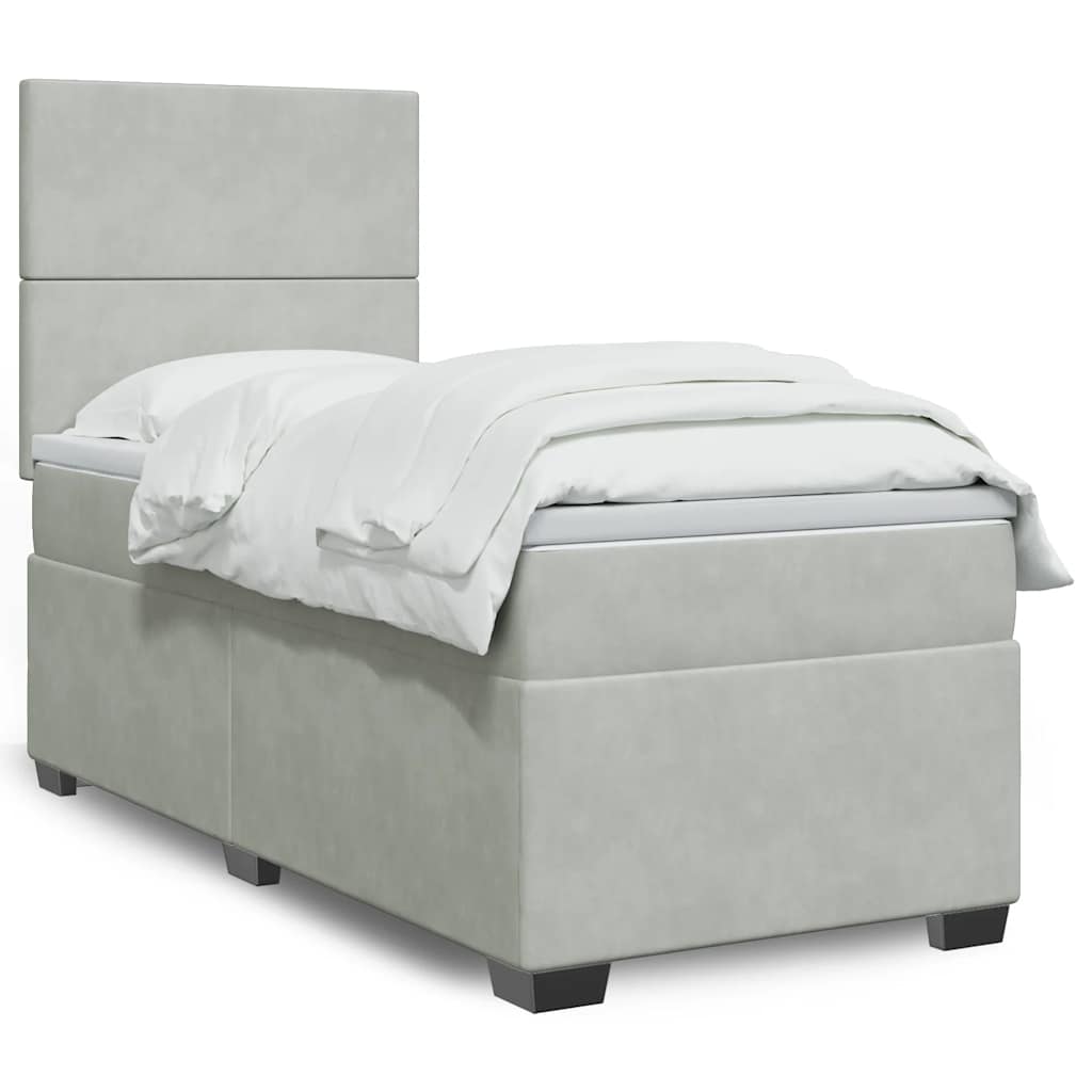Box spring krevet s madracem svjetlosivi 80 x 200 cm baršunasti