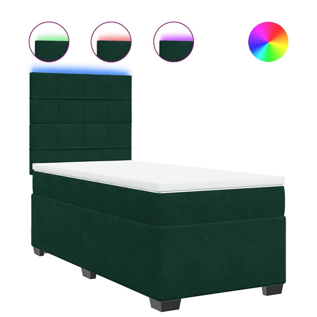 Box spring krevet s madracem tamnozeleni 80 x 200 cm baršunasti