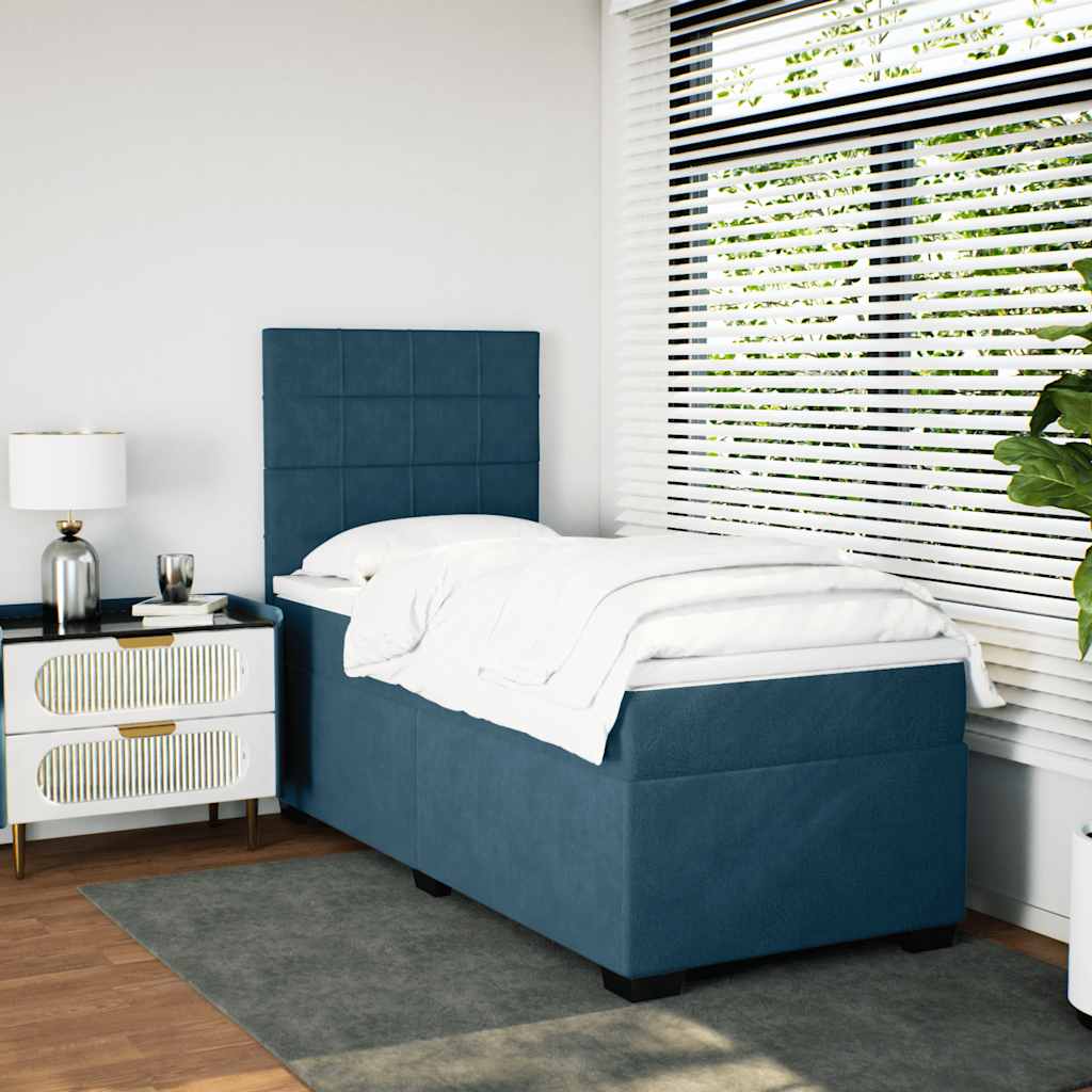 Box spring krevet s madracem plavi 80 x 200 cm baršunasti