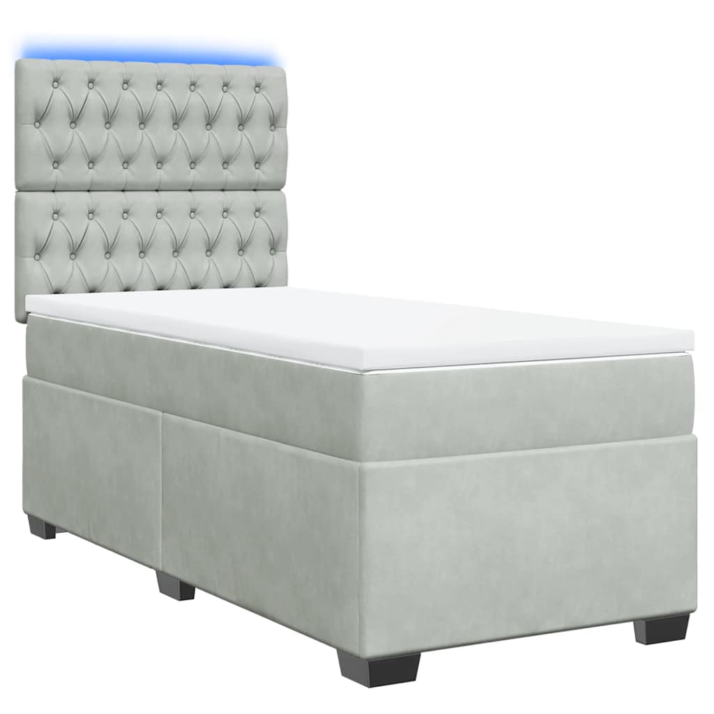 Box spring krevet s madracem svjetlosivi 80 x 200 cm baršunasti