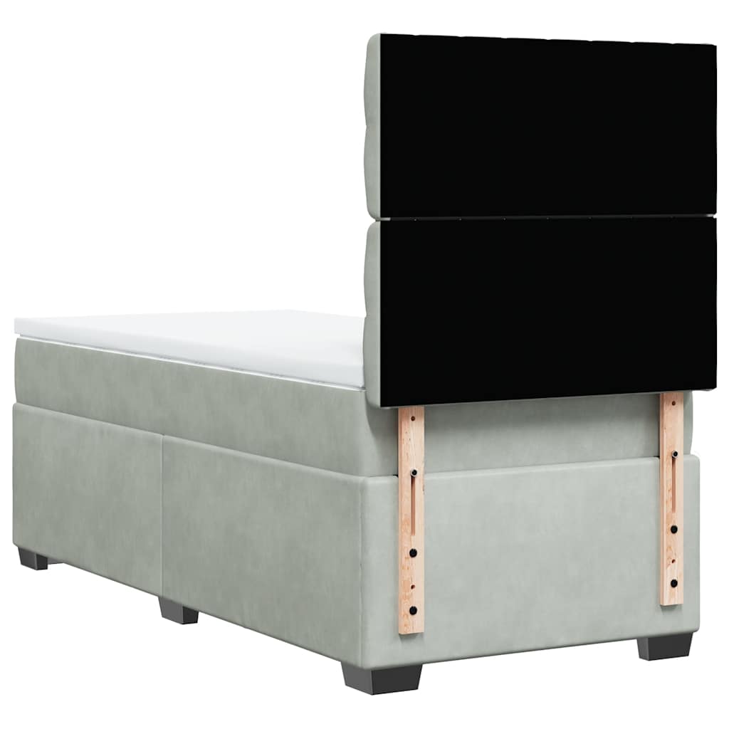 Box spring krevet s madracem svjetlosivi 80 x 200 cm baršunasti