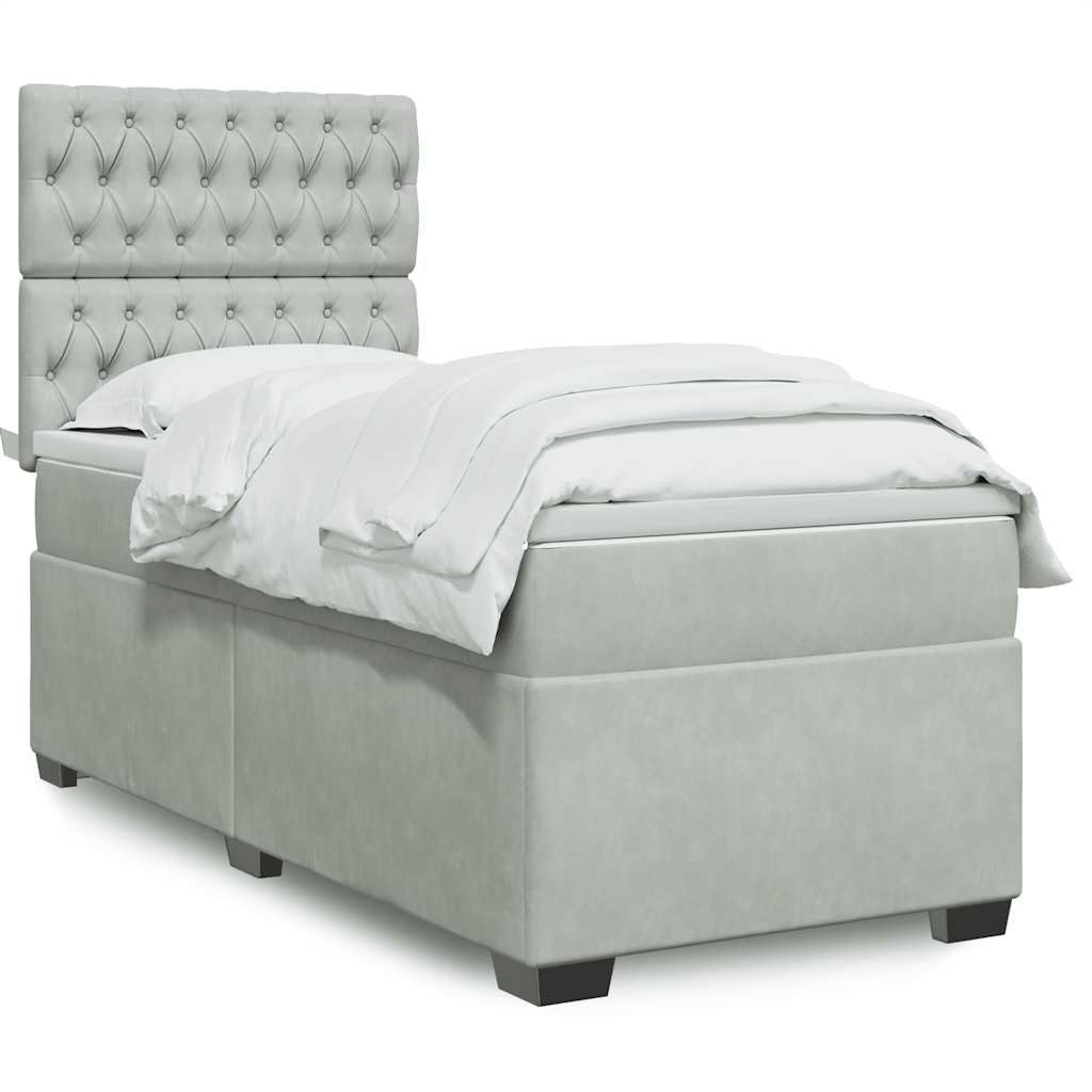 Box spring krevet s madracem svjetlosivi 80 x 200 cm baršunasti