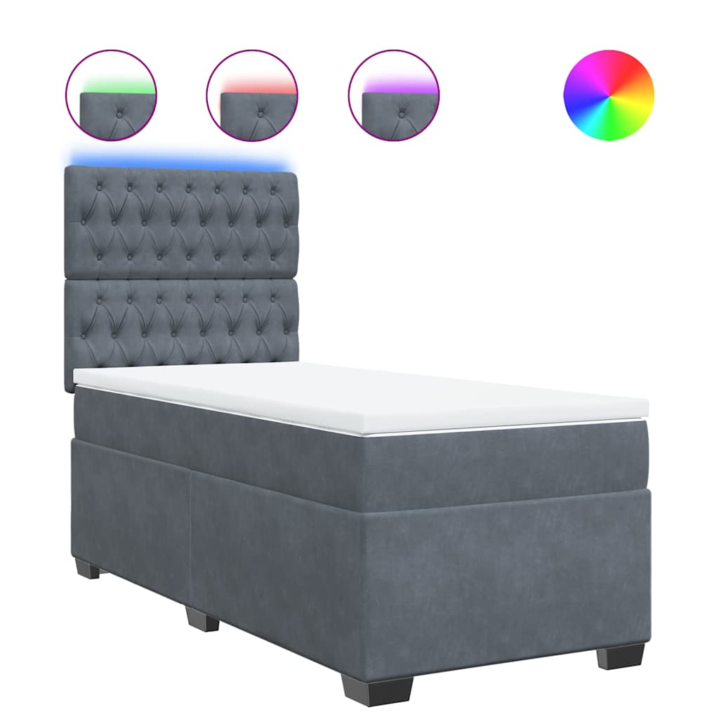 Box spring krevet s madracem tamnosivi 80 x 200 cm baršunasti