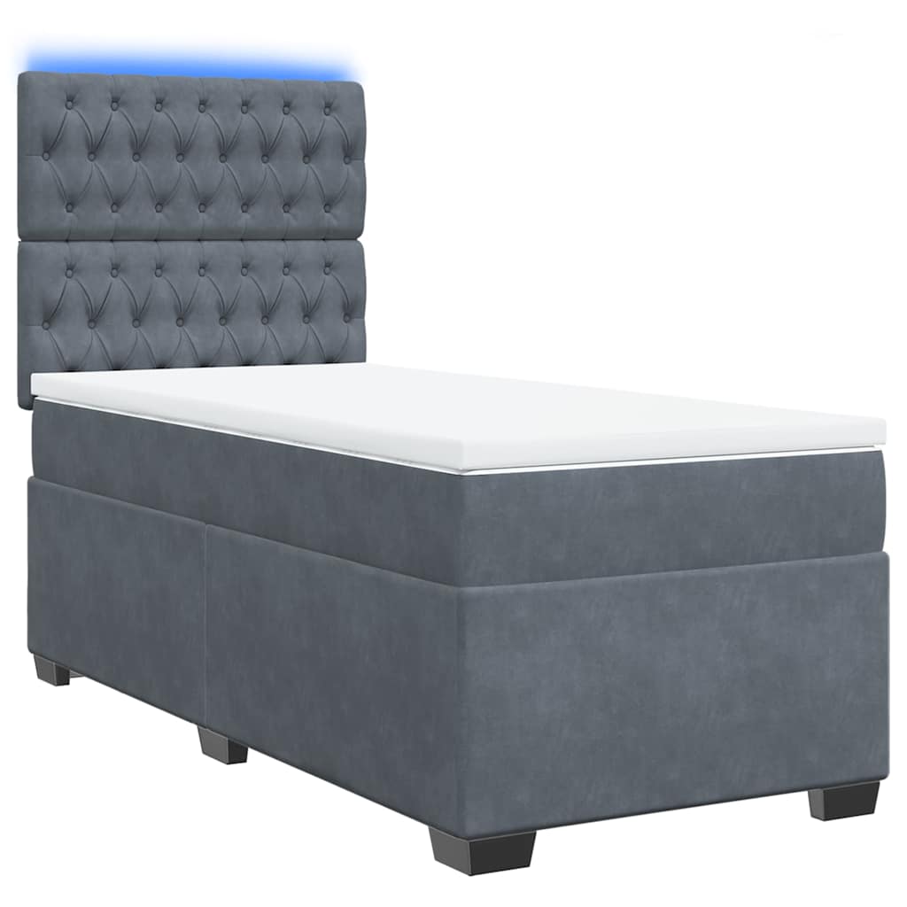Box spring krevet s madracem tamnosivi 80 x 200 cm baršunasti