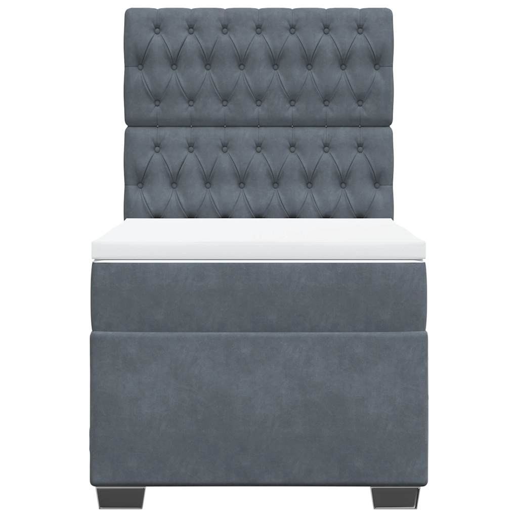 Box spring krevet s madracem tamnosivi 80 x 200 cm baršunasti