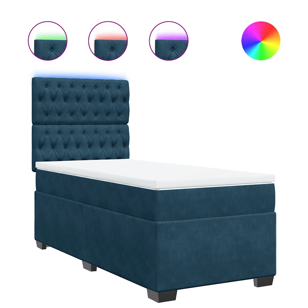 Box spring krevet s madracem plavi 80 x 200 cm baršunasti