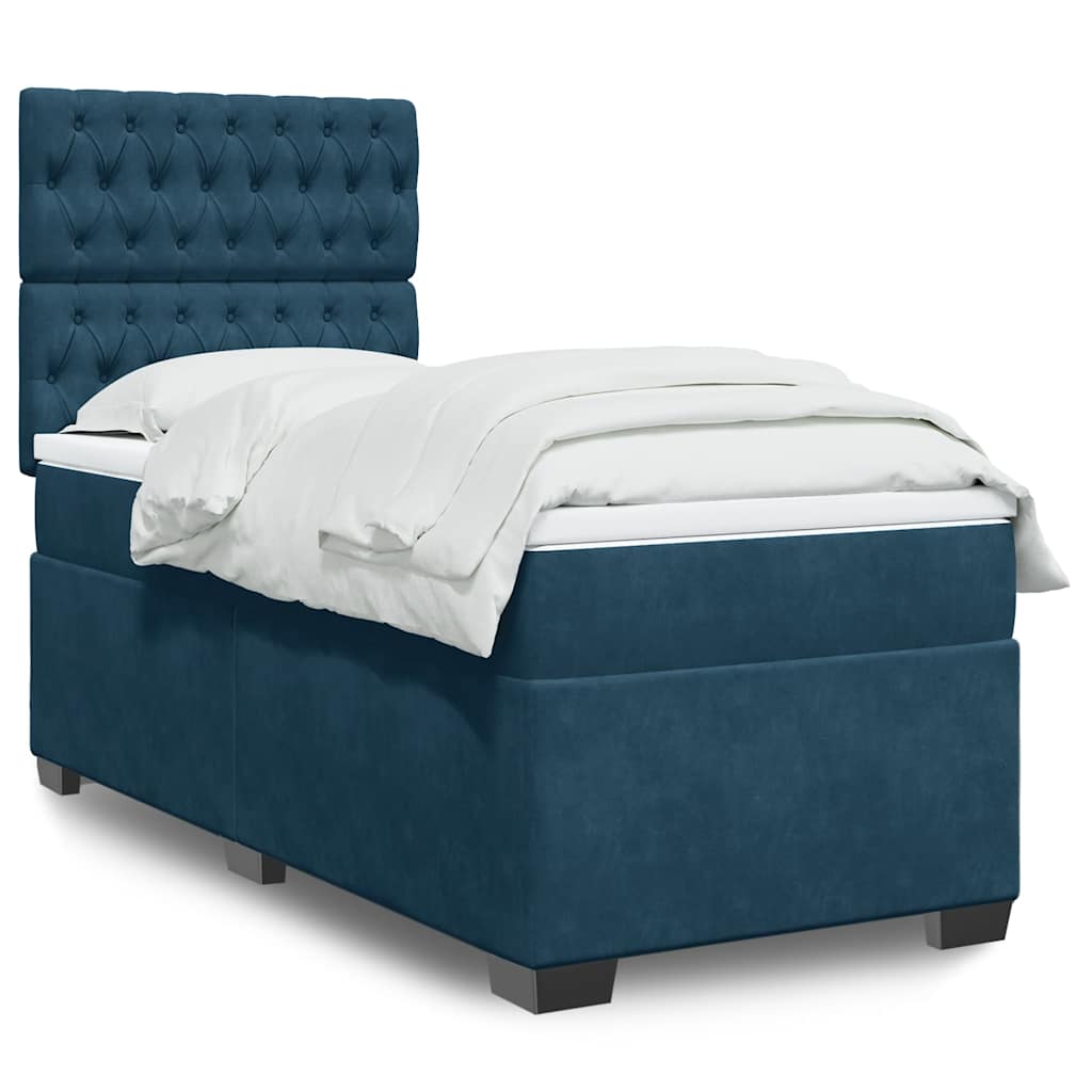 Box spring krevet s madracem plavi 80 x 200 cm baršunasti