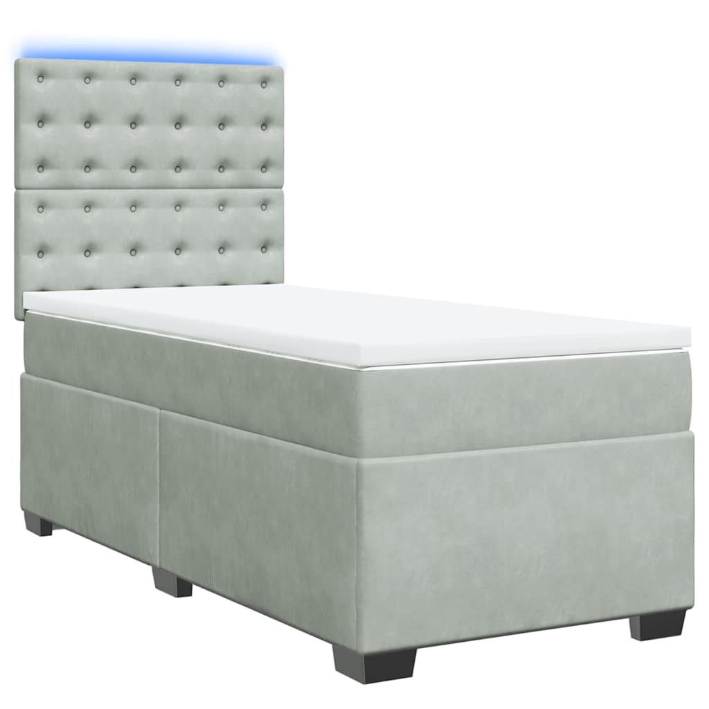 Box spring krevet s madracem svjetlosivi 80 x 200 cm baršunasti