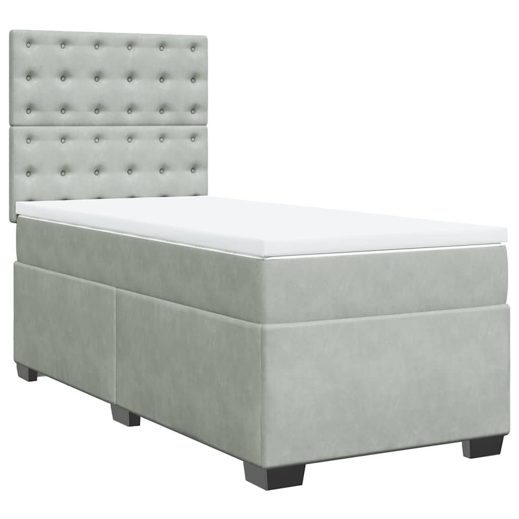 Box spring krevet s madracem svjetlosivi 80 x 200 cm baršunasti