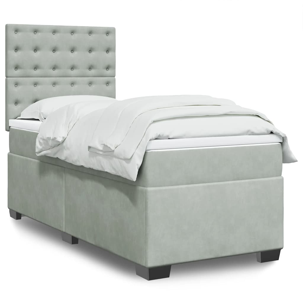 Box spring krevet s madracem svjetlosivi 80 x 200 cm baršunasti