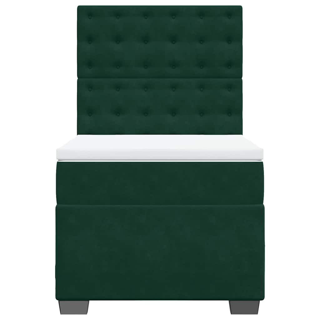 Box spring krevet s madracem tamnozeleni 80 x 200 cm baršunasti