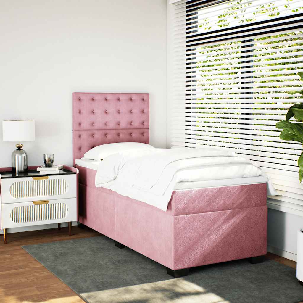 Box spring krevet s madracem ružičasti 80 x 200 cm baršunasti