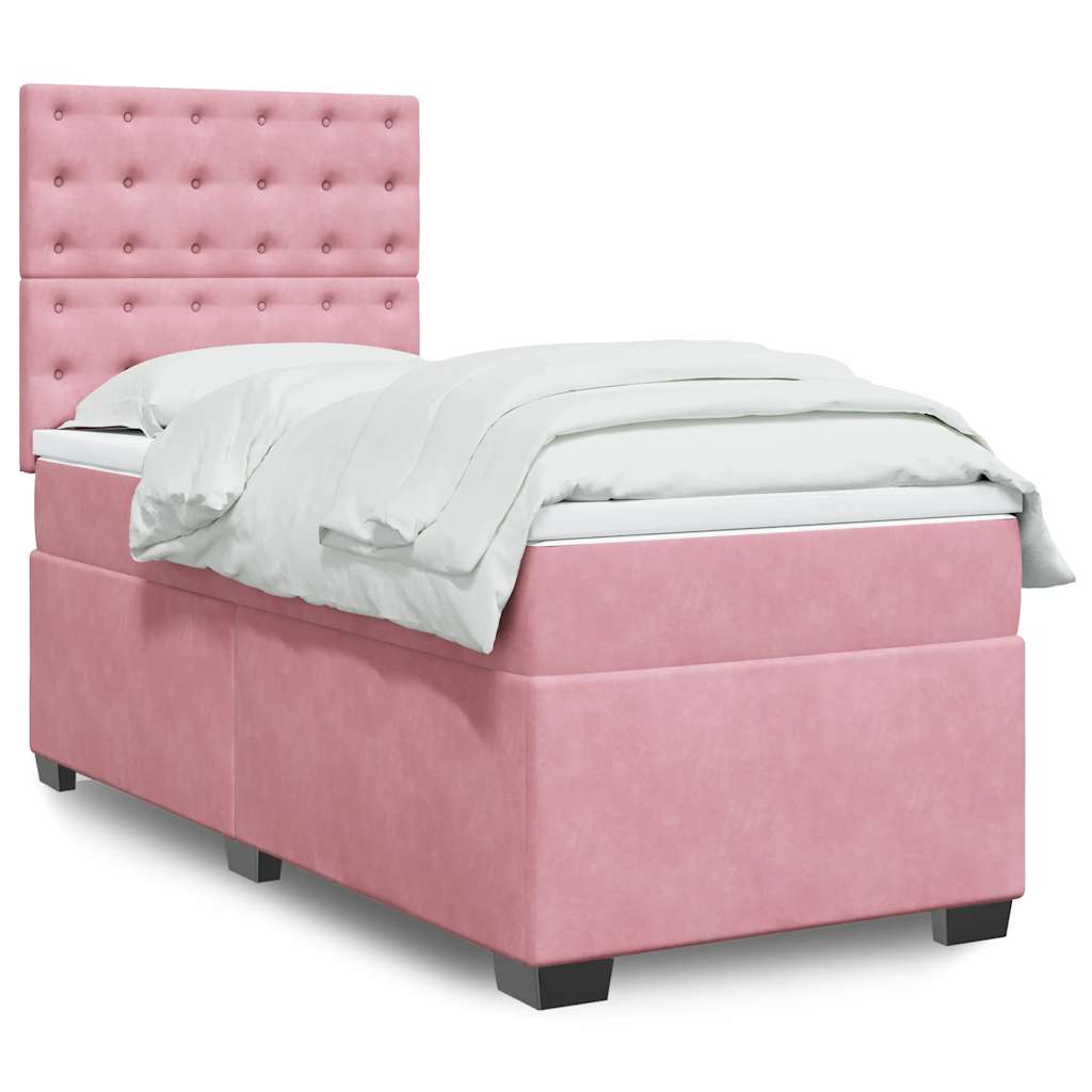 Box spring krevet s madracem ružičasti 80 x 200 cm baršunasti