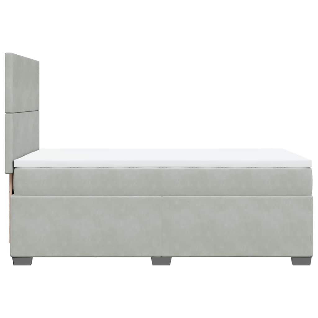 Box spring krevet s madracem svjetlosivi 90x190 cm baršunasti