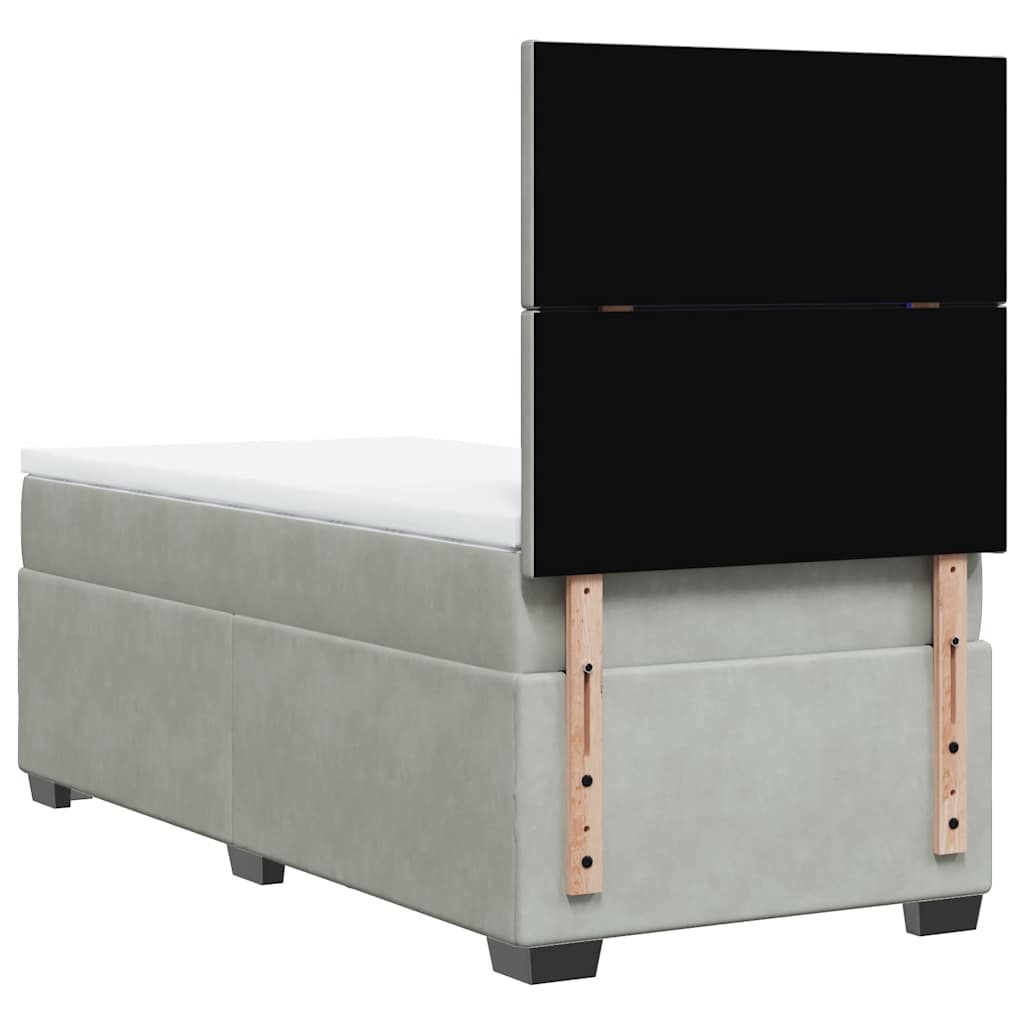 Box spring krevet s madracem svjetlosivi 90x190 cm baršunasti