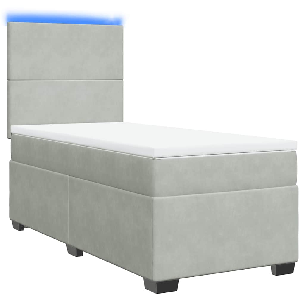 Box spring krevet s madracem svjetlosivi 90x190 cm baršunasti