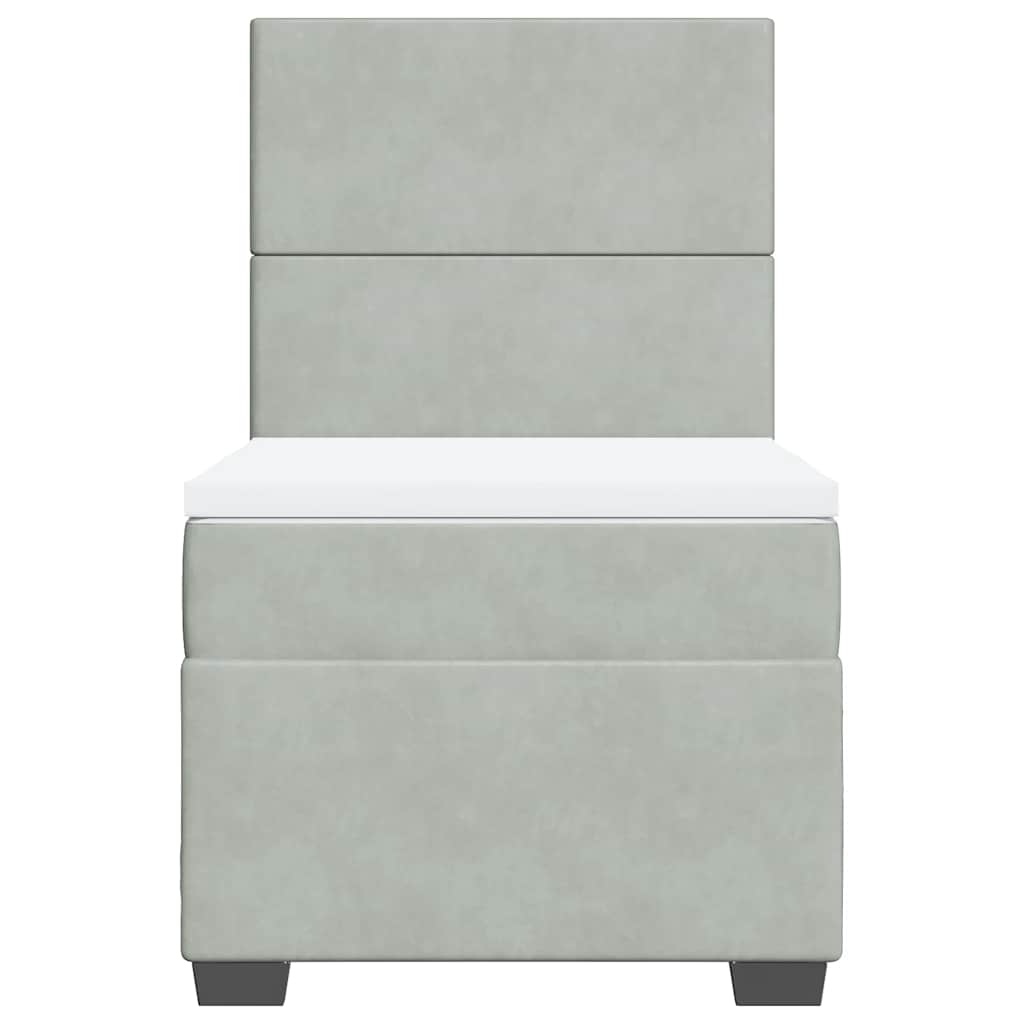Box spring krevet s madracem svjetlosivi 90x190 cm baršunasti