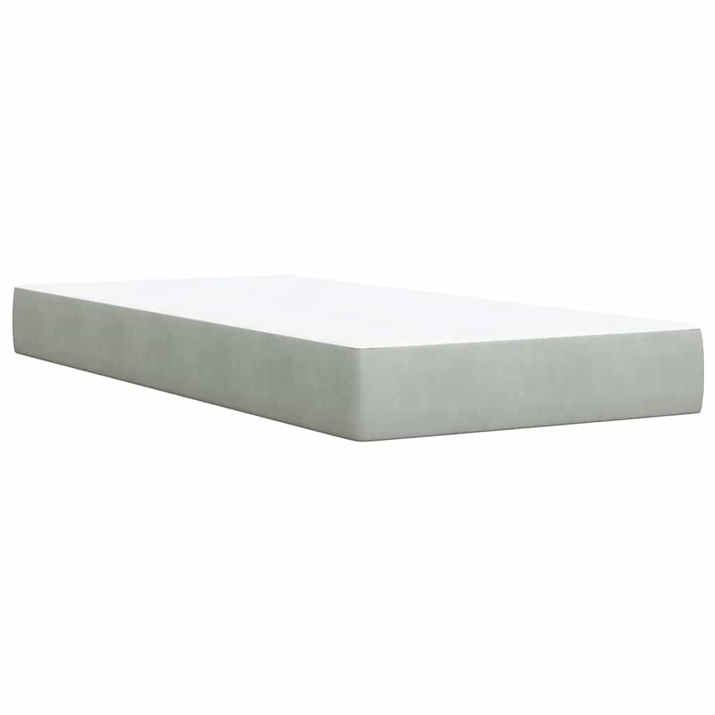 Box spring krevet s madracem svjetlosivi 90x190 cm baršunasti