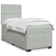 Box spring krevet s madracem svjetlosivi 90x190 cm baršunasti