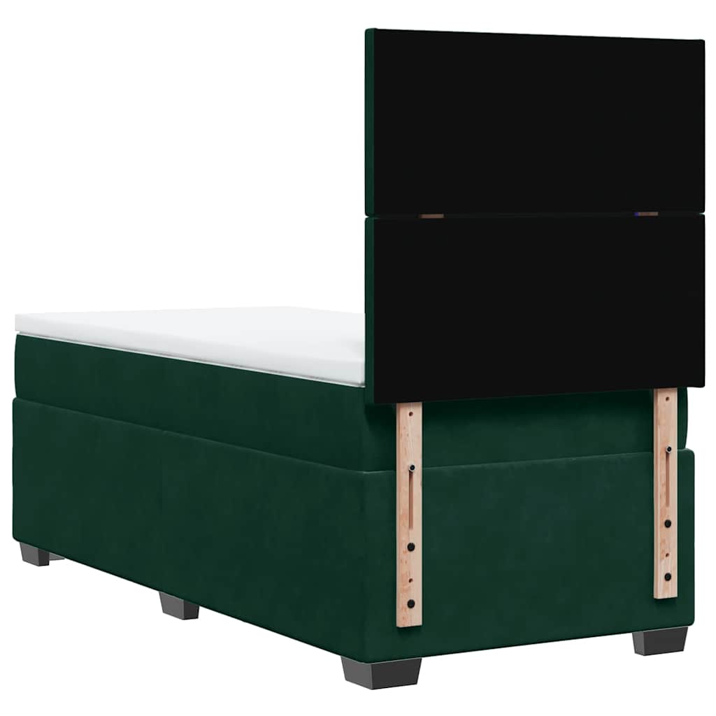 Box spring krevet s madracem tamnozeleni 90x190 cm baršunasti