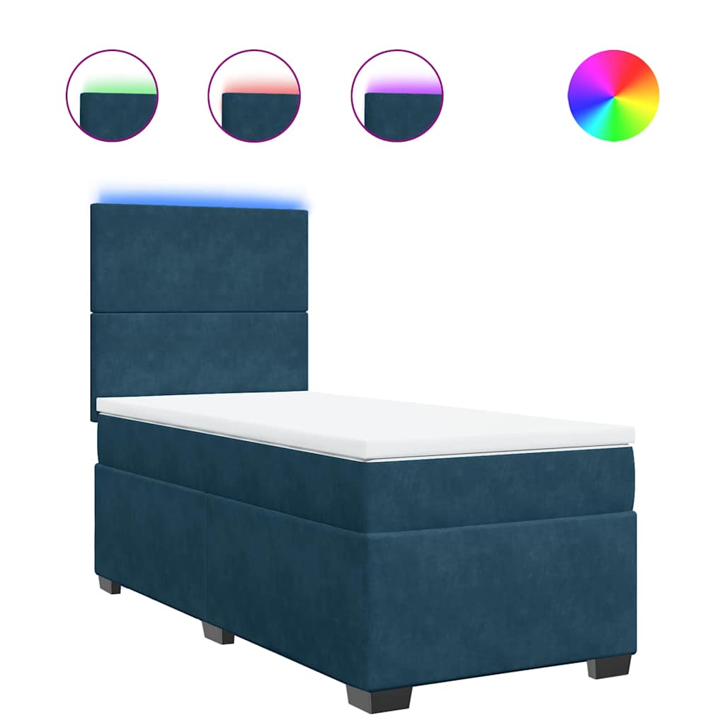 Box spring krevet s madracem plavi 90x190 cm baršunasti