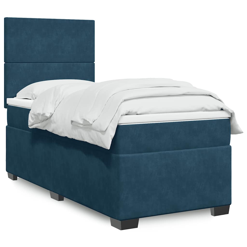Box spring krevet s madracem plavi 90x190 cm baršunasti