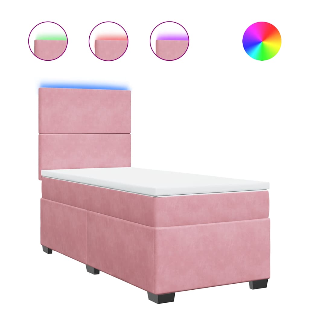 Box spring krevet s madracem ružičasti 90x190 cm baršunasti