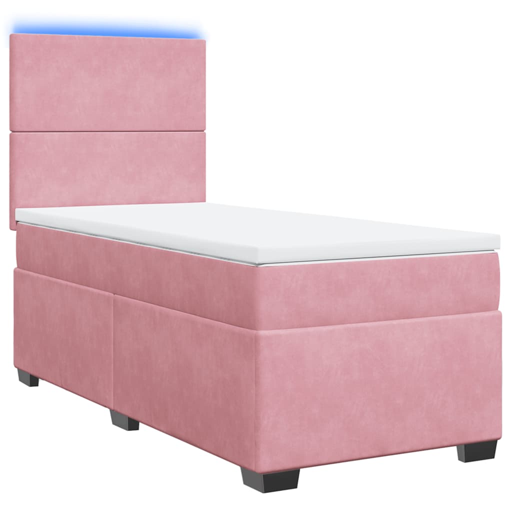 Box spring krevet s madracem ružičasti 90x190 cm baršunasti