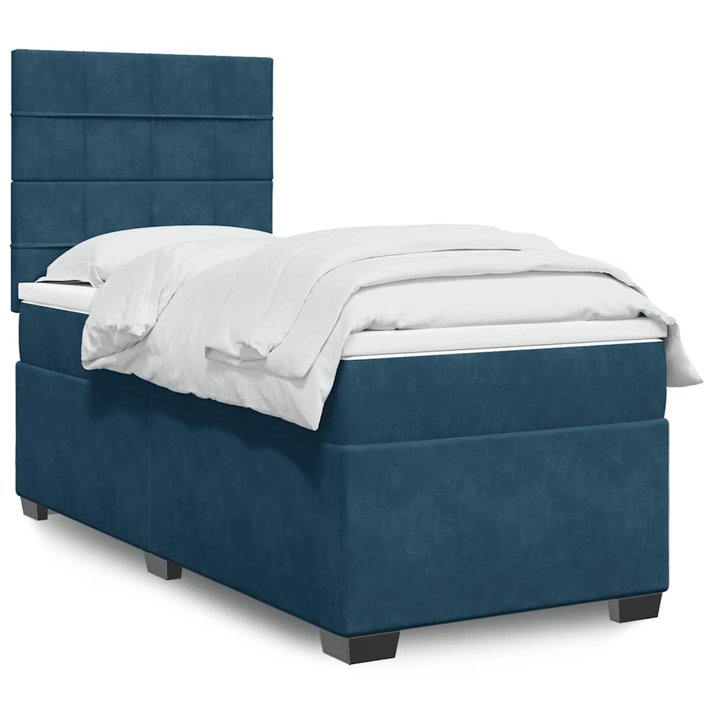 Box spring krevet s madracem plavi 90x190 cm baršunasti