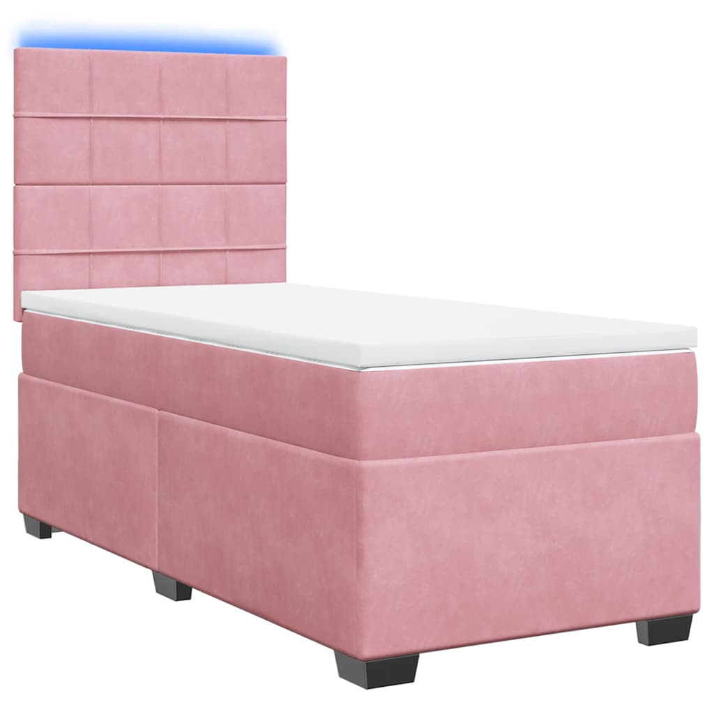 Box spring krevet s madracem ružičasti 90x190 cm baršunasti