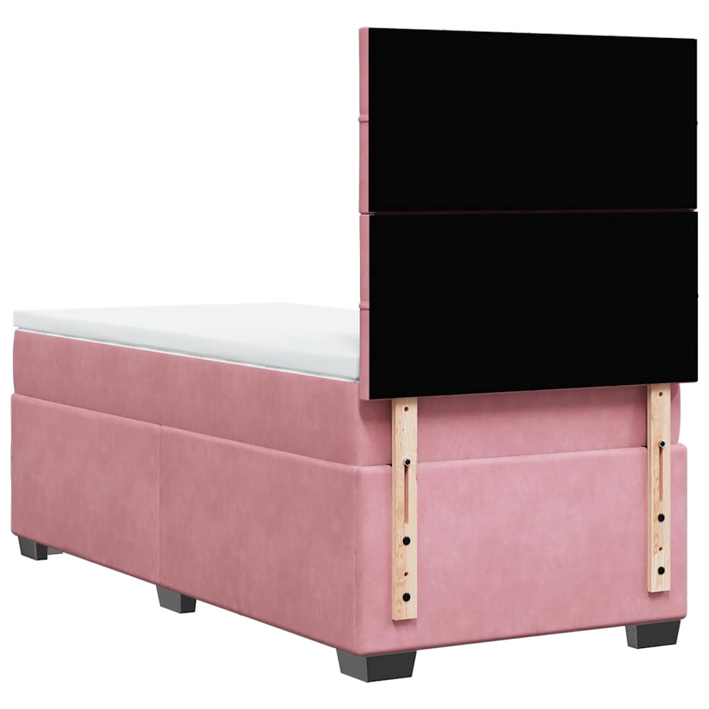 Box spring krevet s madracem ružičasti 90x190 cm baršunasti