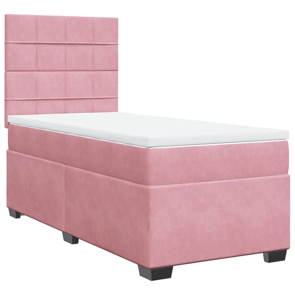 Box spring krevet s madracem ružičasti 90x190 cm baršunasti