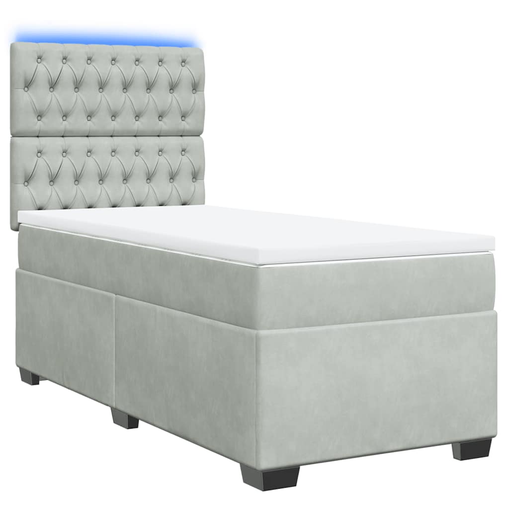 Box spring krevet s madracem svjetlosivi 90x190 cm baršunasti