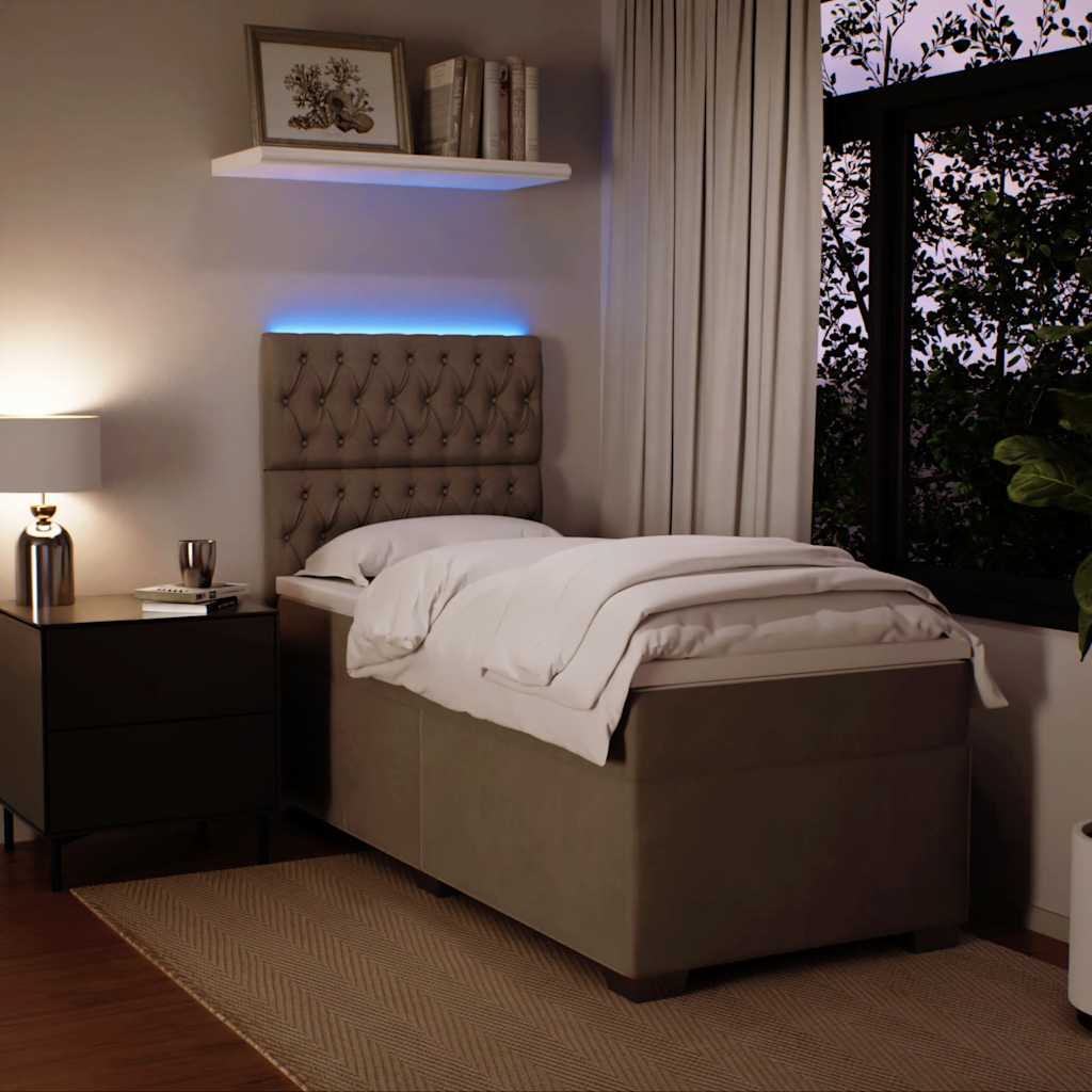 Box spring krevet s madracem svjetlosivi 90x190 cm baršunasti