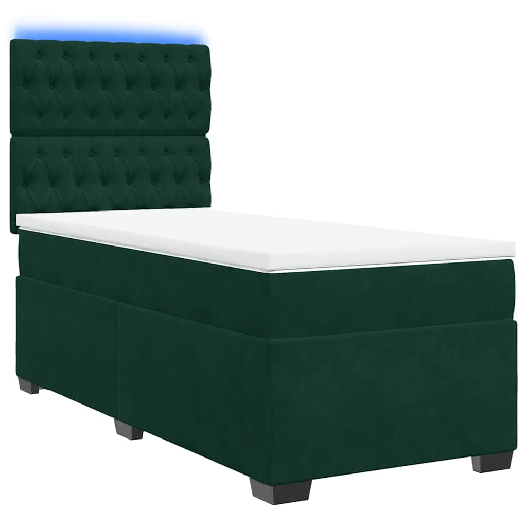 Box spring krevet s madracem tamnozeleni 90x190 cm baršunasti