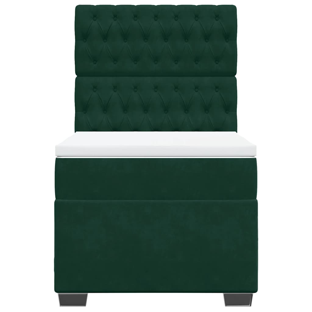 Box spring krevet s madracem tamnozeleni 90x190 cm baršunasti