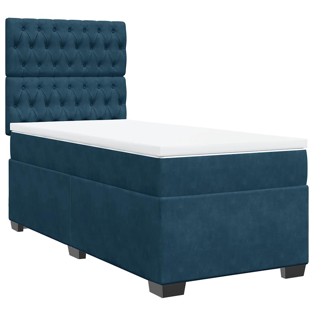 Box spring krevet s madracem plavi 90x190 cm baršunasti