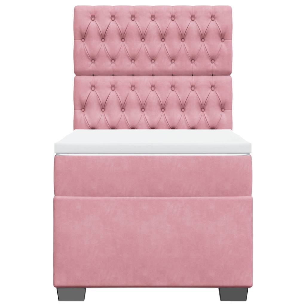 Box spring krevet s madracem ružičasti 90x190 cm baršunasti