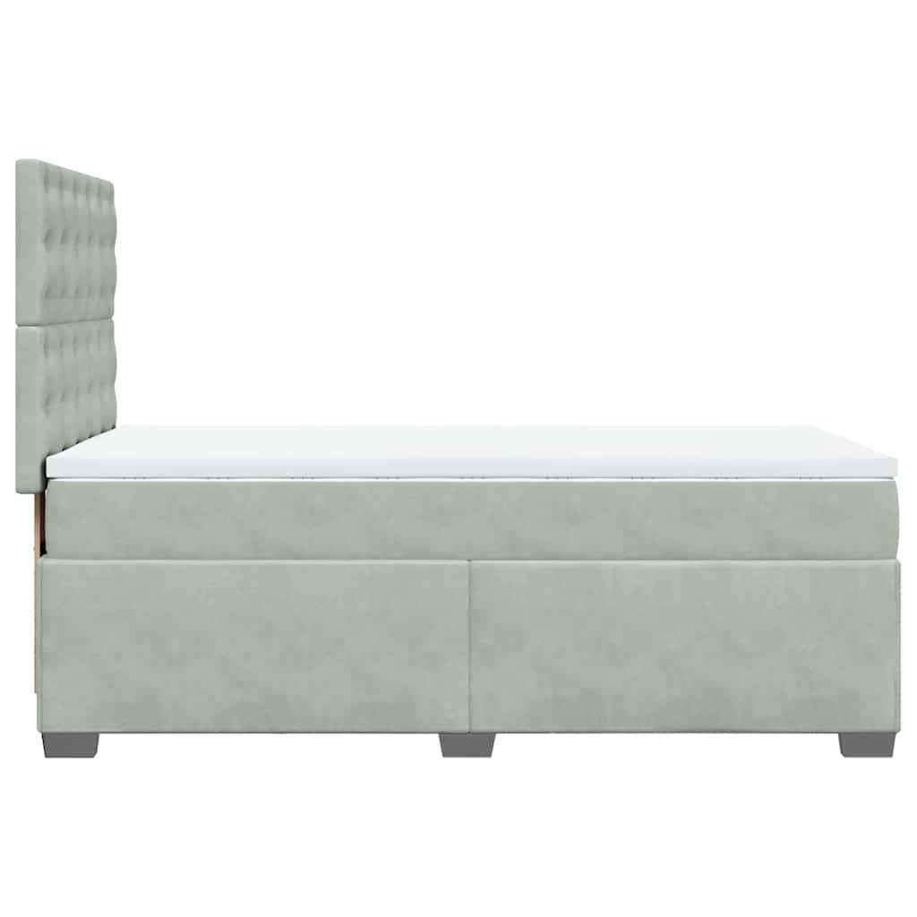 Box spring krevet s madracem svjetlosivi 90x190 cm baršunasti