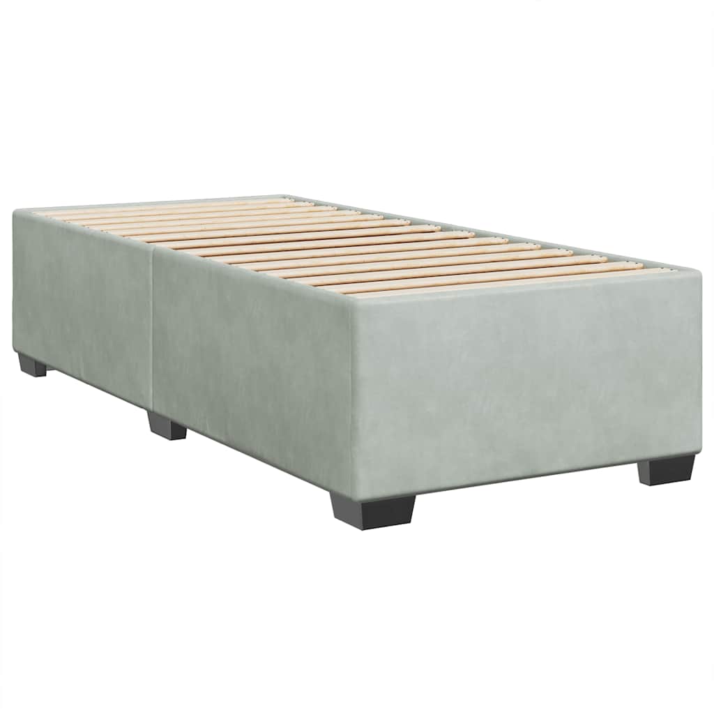 Box spring krevet s madracem svjetlosivi 90x190 cm baršunasti