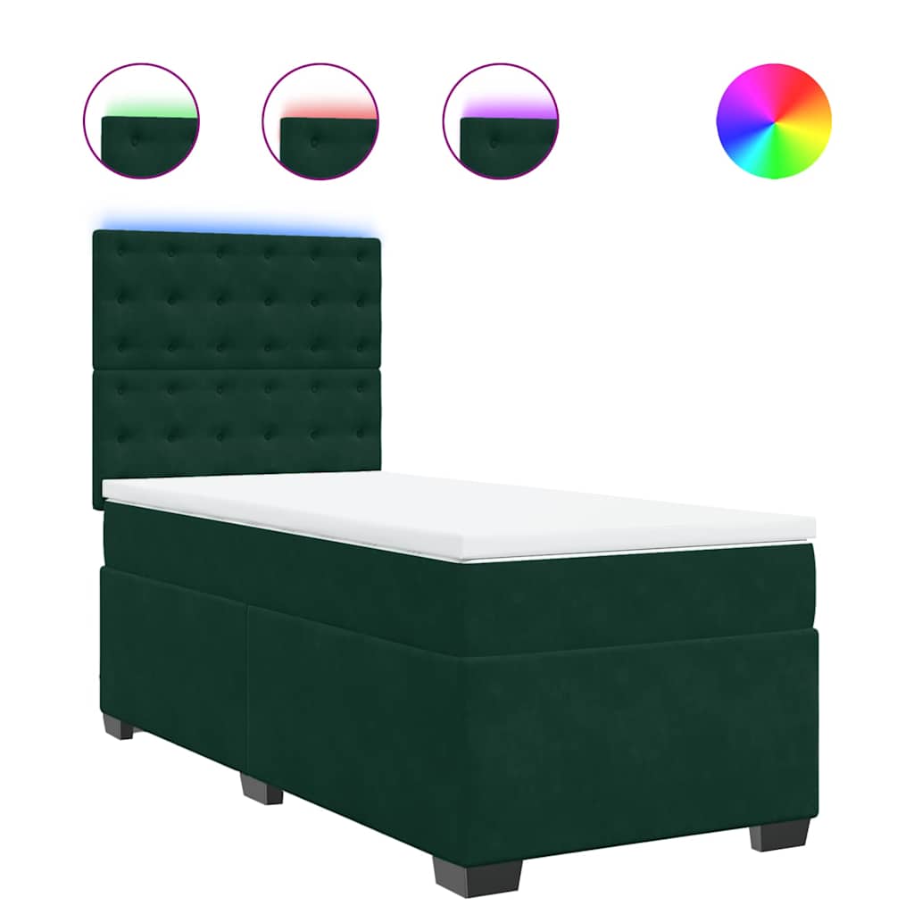 Box spring krevet s madracem tamnozeleni 90x190 cm baršunasti