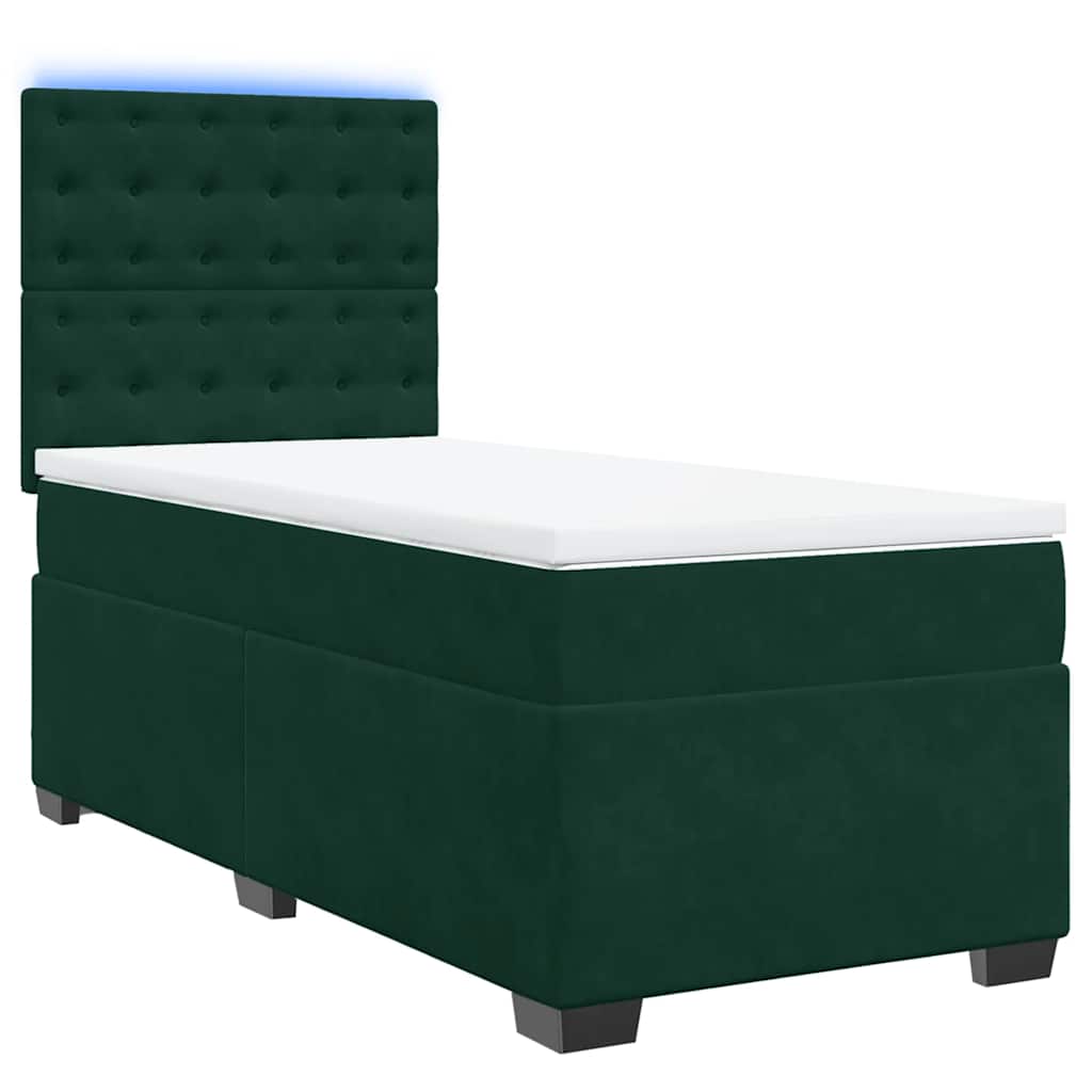 Box spring krevet s madracem tamnozeleni 90x190 cm baršunasti